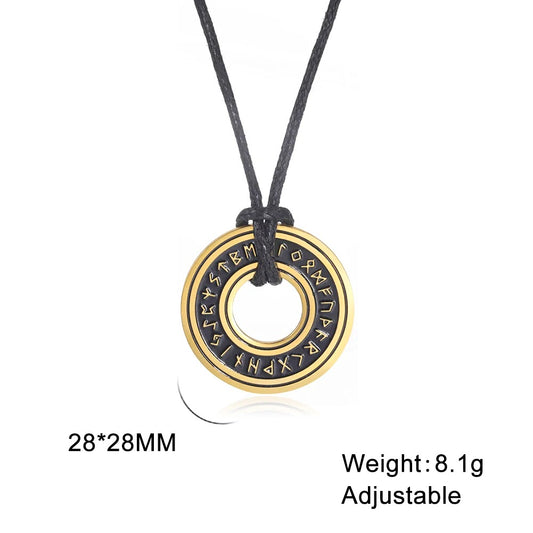 Vintage Nordic Rune Necklaces for Men Stainless Steel Norse Runes Viking Jewerly Pagan Elder Futhark Pendant