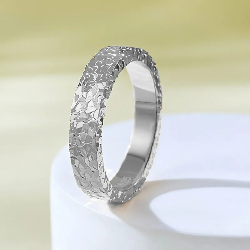 Stainless Steel 4mm Broken Ice Rings Women Gold Color Bling Finger Ring Wedding Band Jewelry Girlfriend Gifts