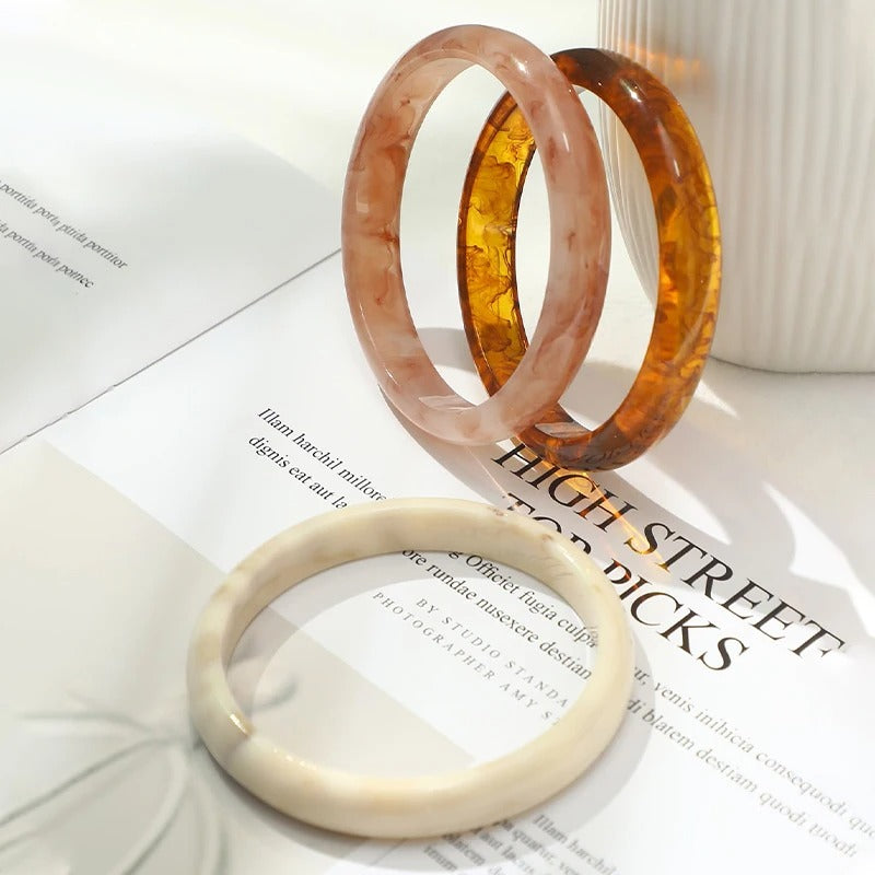 3pcs New Vintage Resin Acrylic Bangle Set for Women Jewelry Korean Cuff Bangles Bracelets with Charms Designer Round New Gifts