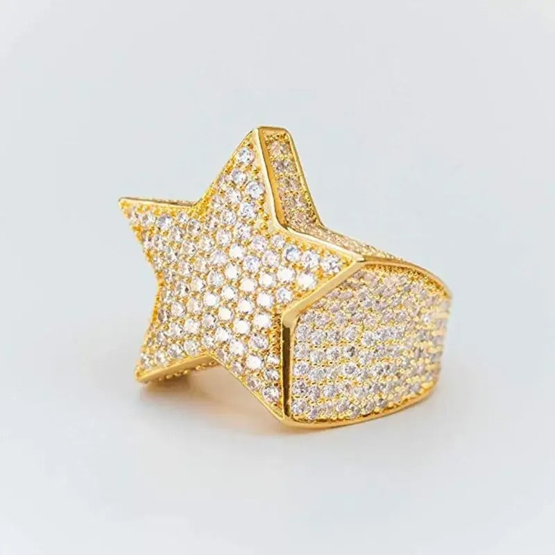 Milangirl New Hip Hop Rock Five Star Rings Men Luxury Women Rhinestones Zircon Pentagram Rings Women Wedding Party