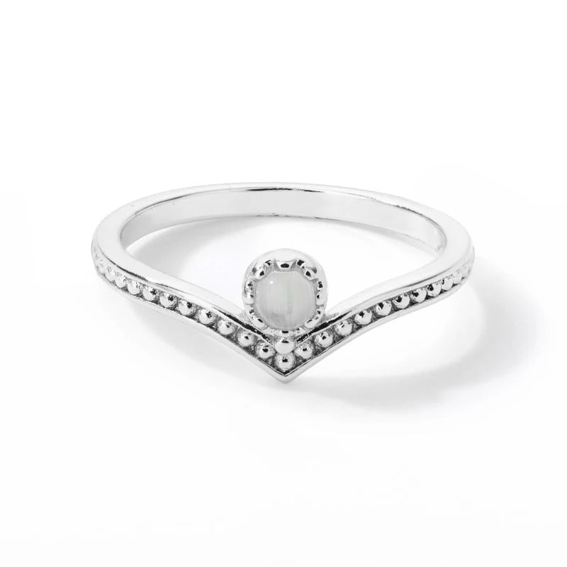 Waterdrop Opal Crown Ring for Women Gold Stainless Steel Finger Ring