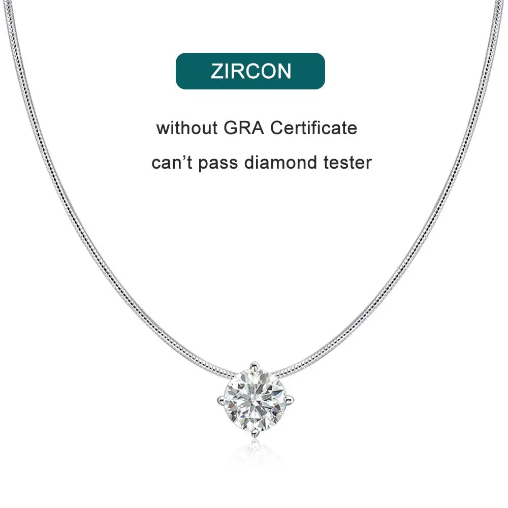 Moissanite Pandent Necklace s925 Sterling Silver Plated 18k White Gold GRA Certified Dainty Necklaces for Women