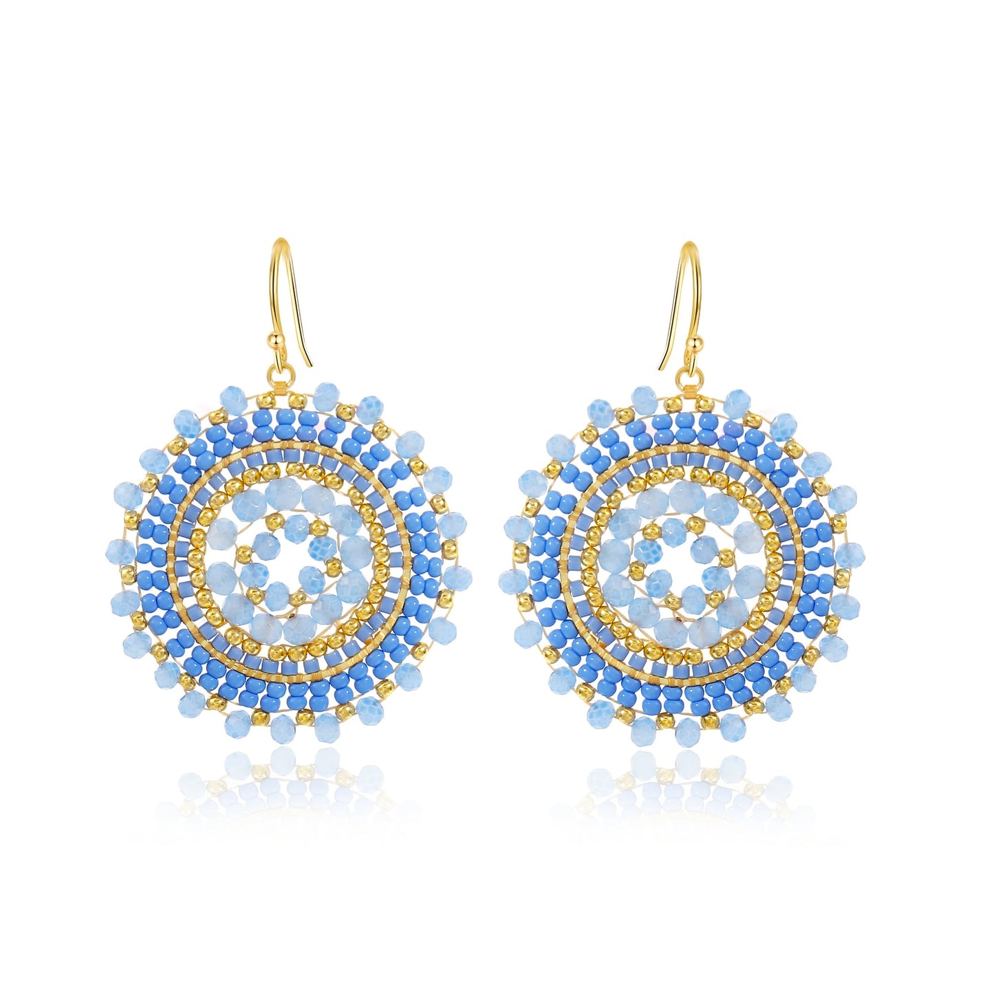Handmade Crochet Crystal & Seed Beads Drop Earrings Women