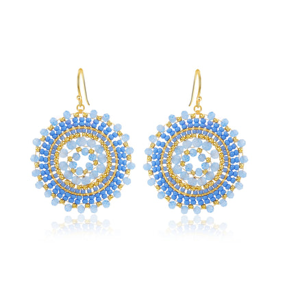Handmade Crochet Crystal & Seed Beads Drop Earrings Women