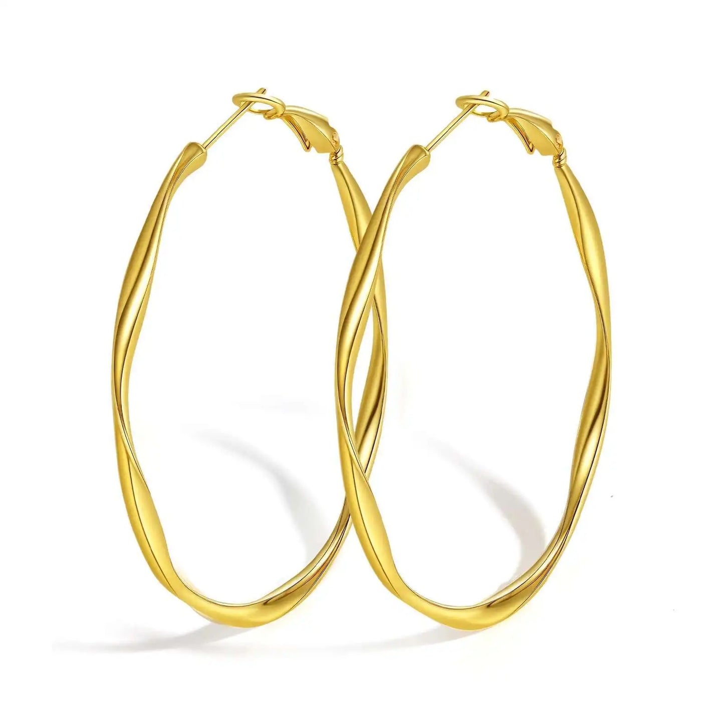 Stainless Steel Twist Circle Mobius Hoop Earrings Tarnish-Free Jewelry Gift for Women