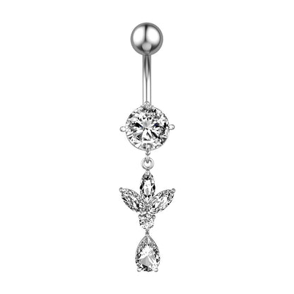 Animal Heart Dangle Belly Button Rings Surgical Steel Curved Navel Barbell Ring Body Jewelry Piercing for Women Girl