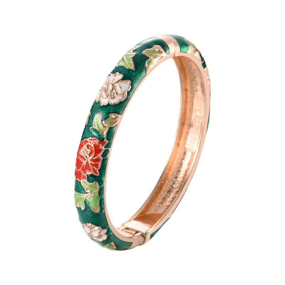 Women’s Enameled Flower Bracelet African Indian Chinese Jewelry