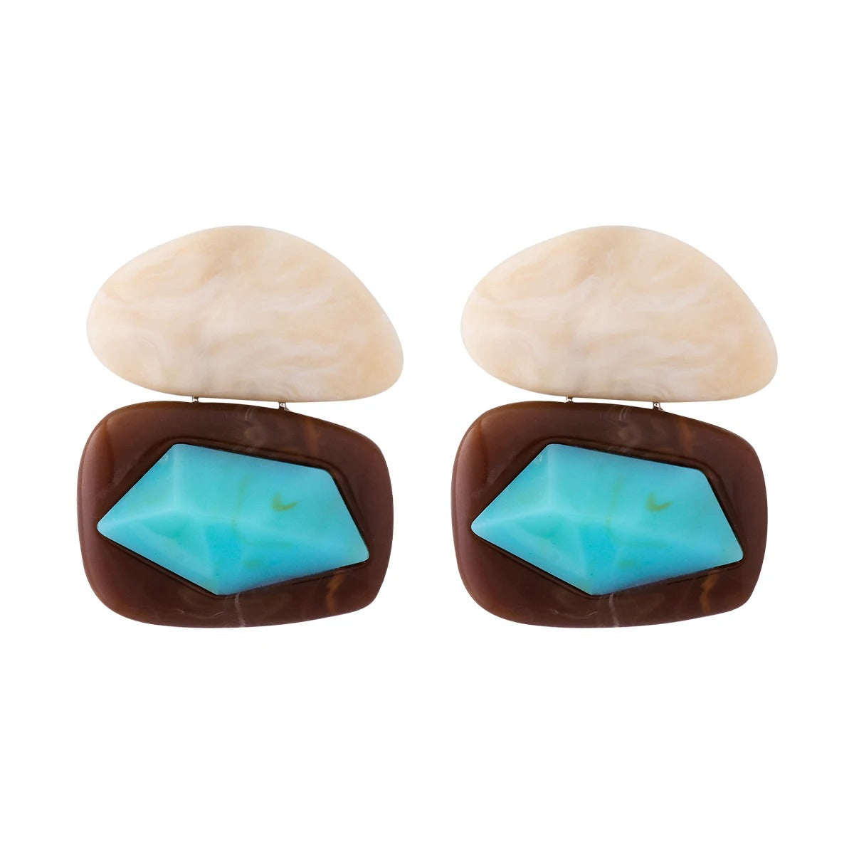 Vintage Turquoise Geometric Drop Earrings for Women