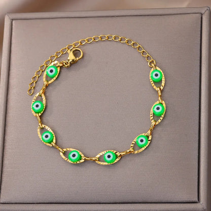 Turkish Evil Eye Bracelet Stainless Steel Summer Accessory