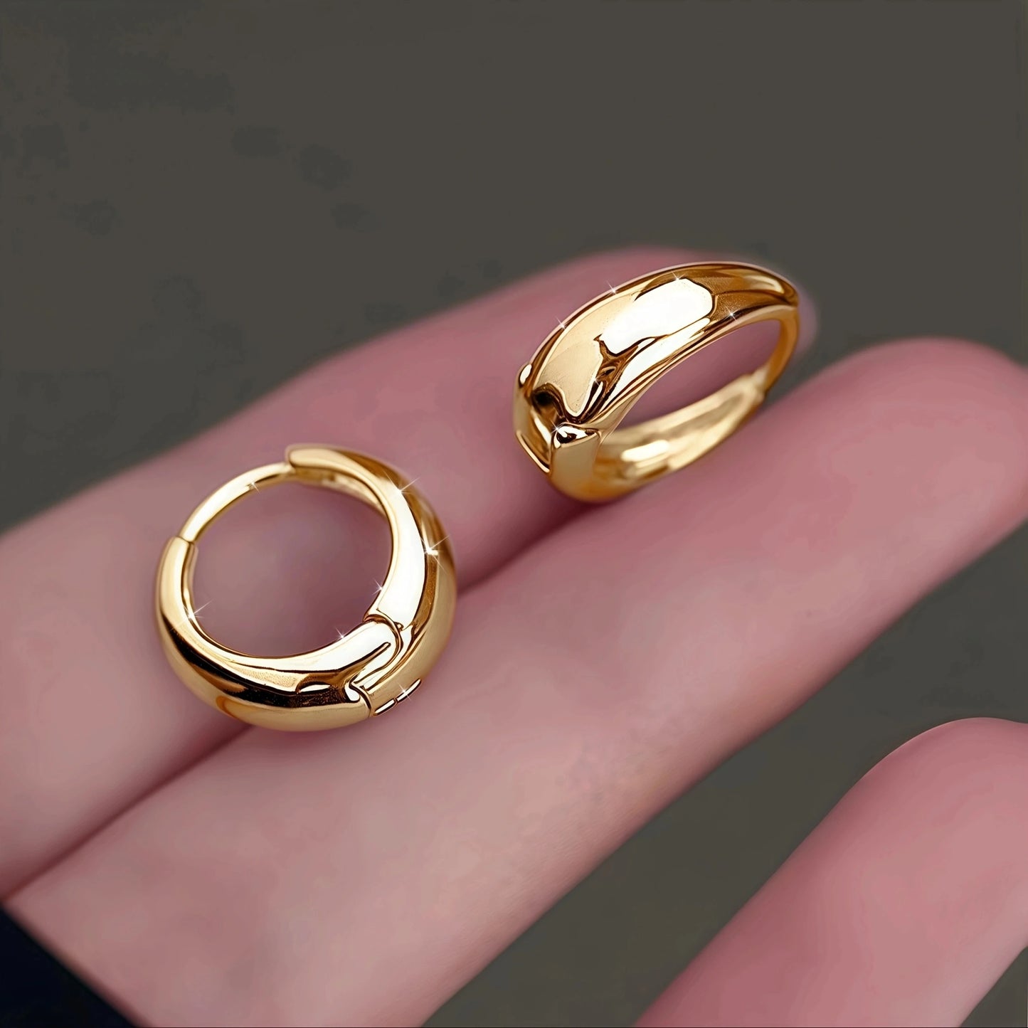 2Pcs Elegant Stainless Steel French Hoop Earrings Women Fashion