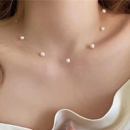 Waterproof Stainless Steel Pearl Choker Necklace Gift for Women