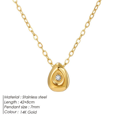 eManco Gold Plated Water Drop Pendant Necklace for Women