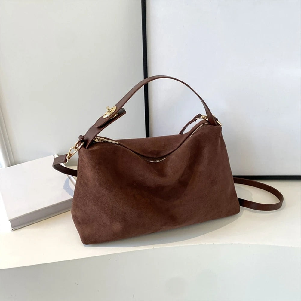 Autumn Winter Boston Tote Bag Women Soft Suede Leather