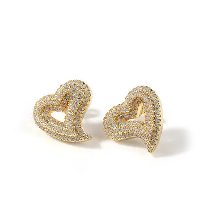 Heart Openwork Iced Out Cubic Zircon Earrings Minimalist Jewelry
