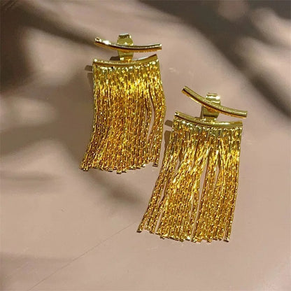 Bling Gold Tassel Earrings Women Wedding Daily Fashion
