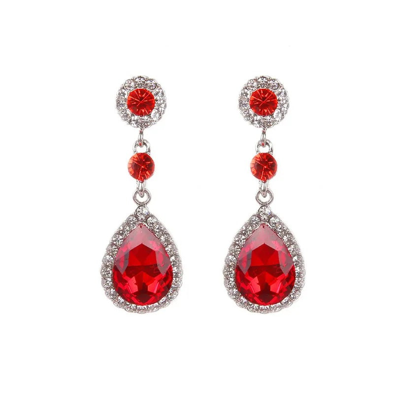 Crystal Water Drop Long Dangle Earrings Women Rhinestone Jewelry