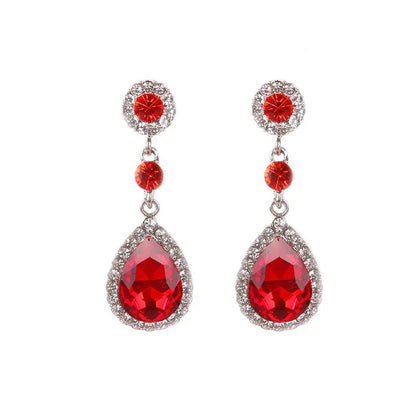 Crystal Water Drop Long Dangle Earrings Women Rhinestone Jewelry