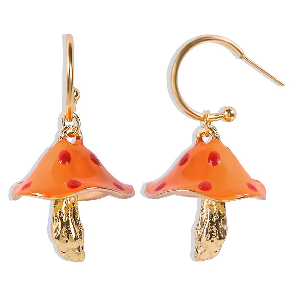Colorful Mushroom Earrings Women Small Oil Drop Jewelry Gift