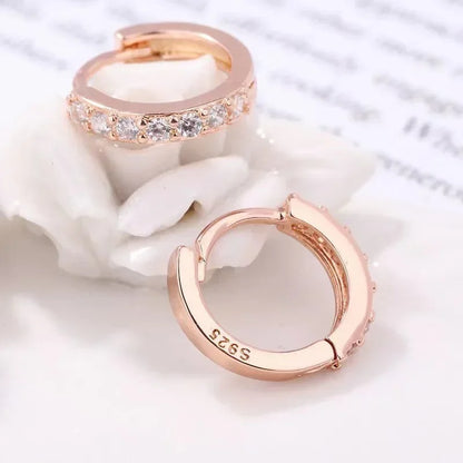 Classic Gold Round Hoop Earrings Women Sparkling Zircon Jewelry
