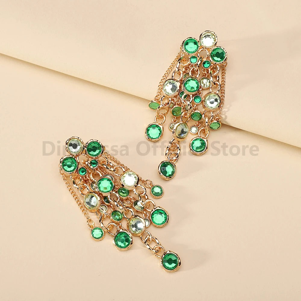 Shiny Rhinestone Drop Earrings Women Luxury Wedding Jewelry