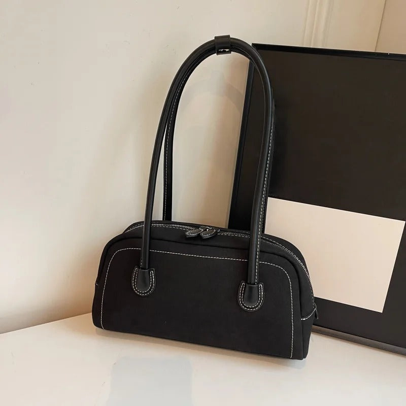 Women’s Faux Suede Shoulder Bag Multi-Pocket Tote Satchel