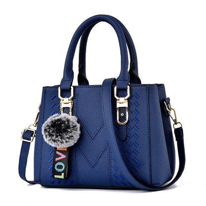 Women’s Fashion Shoulder Bag with Hairball Pendant