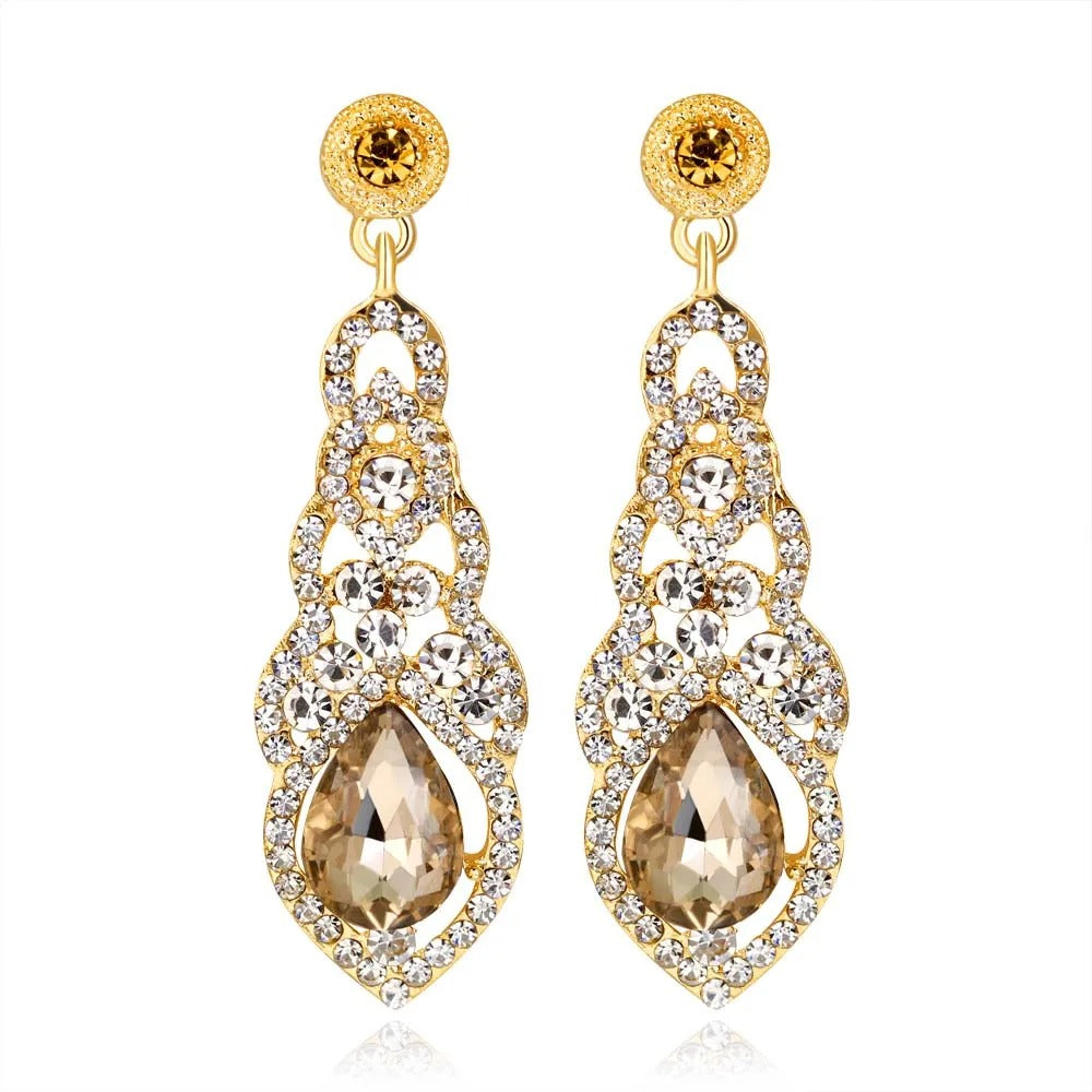 Crystal Wedding Long Drop Earrings for Women 2025 Brides Earrings Prom Jewelry Gifts