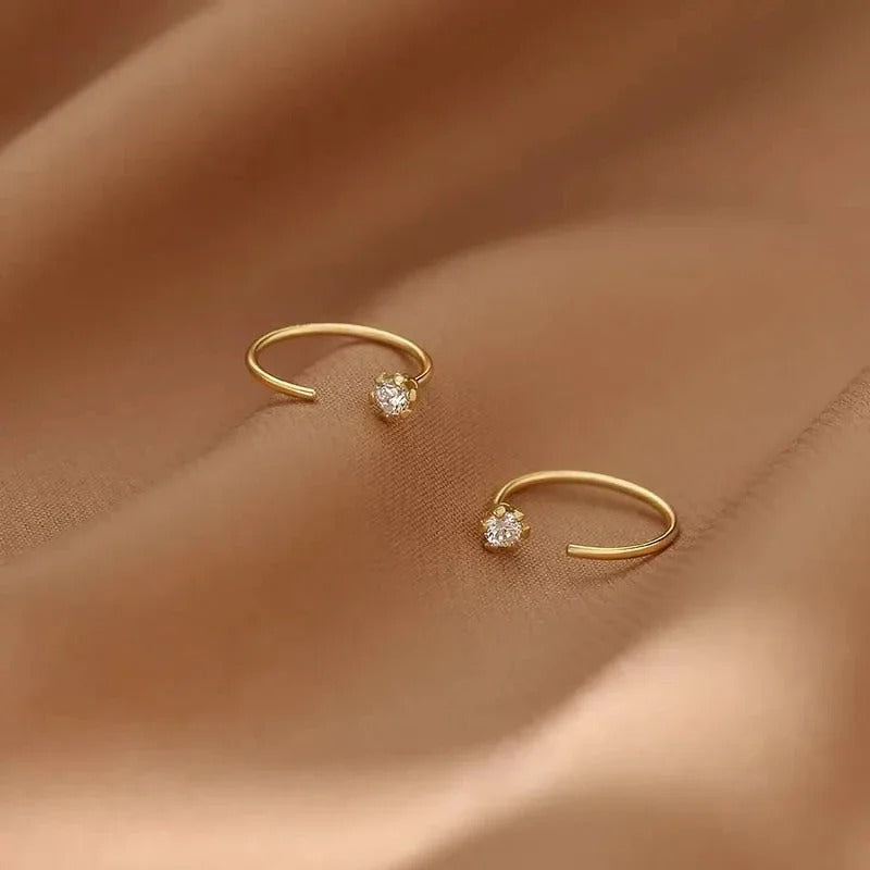 Exquisite Round Zircon Earrings for Women Men, Simple Silver Color Mini Square Heart Ear Bone Piercing Jewelry Gift
