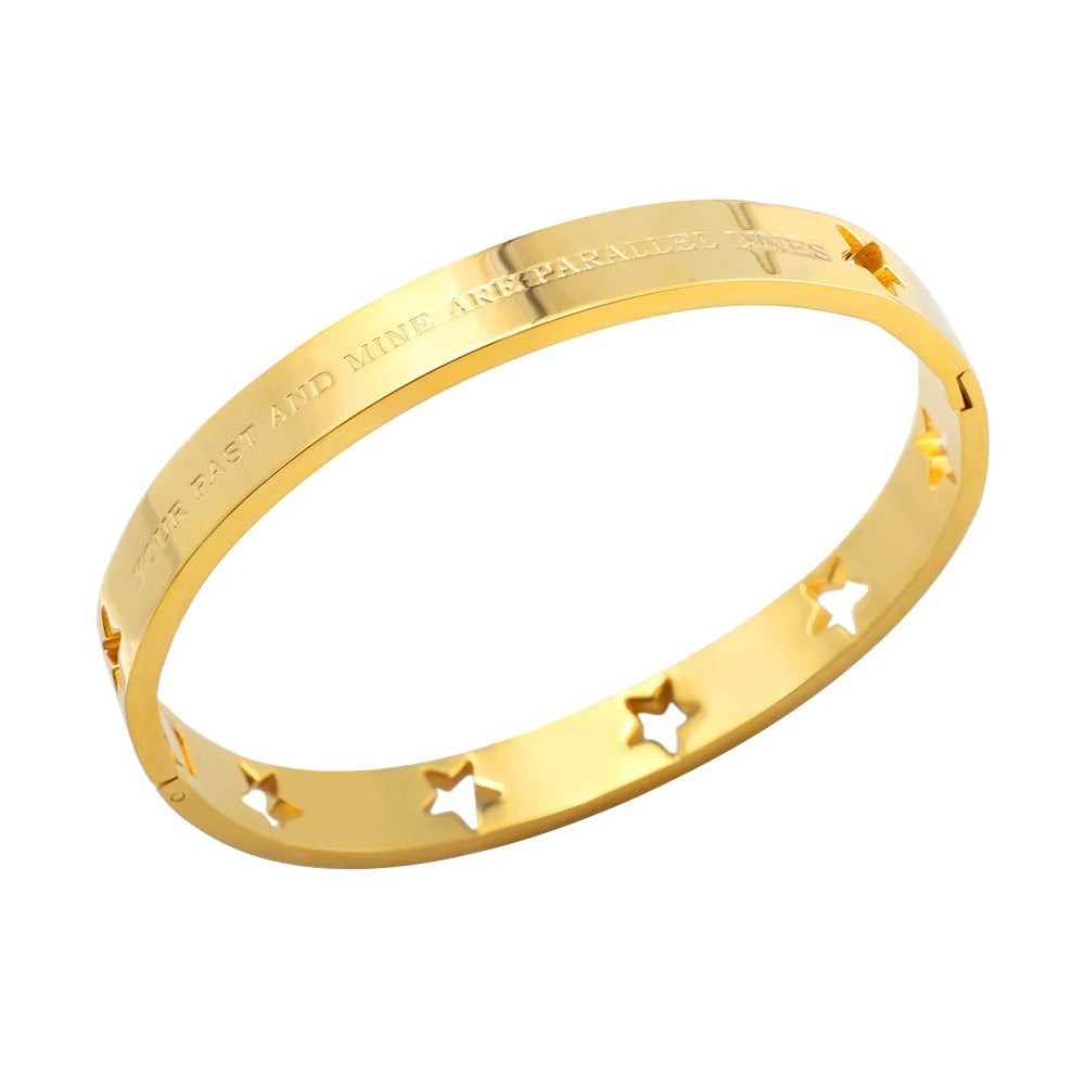 LOVE Fashion Hollow Stars and Carve Bangle STARS ALIGNED BRACELET SET Stainless Steel Waterproof Jewelry for Women 2025