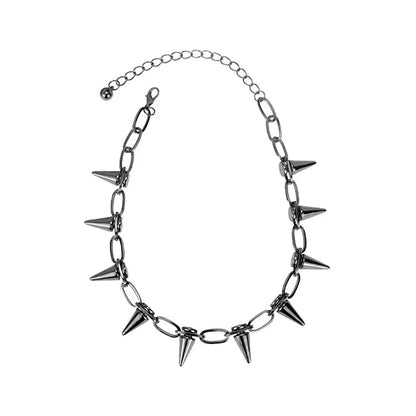 Fashion Punk Spike Chokers Necklaces Goth Rivet Collar Choker Necklace Metal Spike Link Chain Unisex Rock Night Club Jewelry