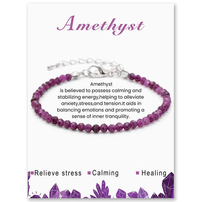 Amethyst & Quartz Faceted Stone Bracelet Reiki Healing Jewelry