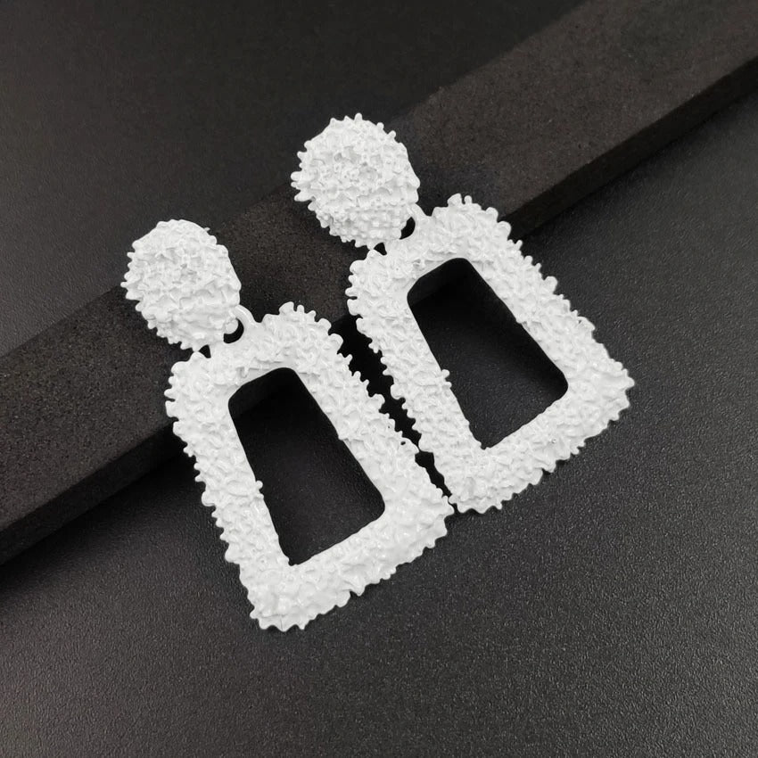 Vintage Hollow Statement Drop Earrings for Women Punk Metal Jewelry Gift