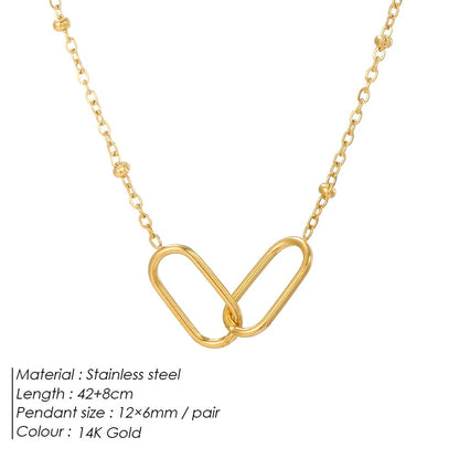 eManco Stainless Steel Necklace Double Pendant Simple Jewelry for Women