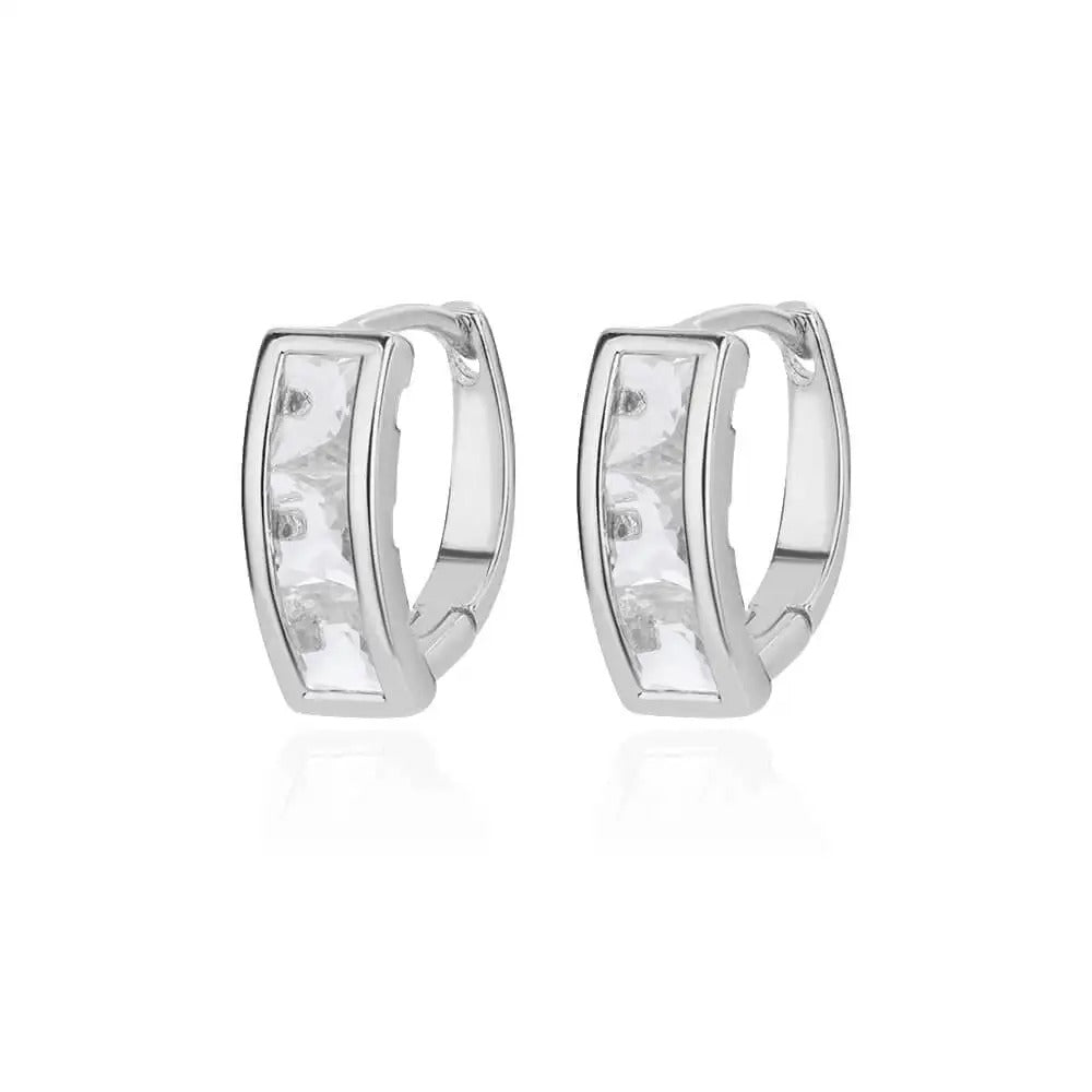 Trending Blue Zircon Oval Hoop Earrings Women Wedding Party Gift