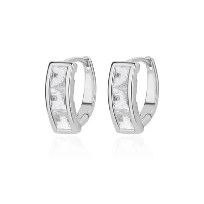 Trending Blue Zircon Oval Hoop Earrings Women Wedding Party Gift
