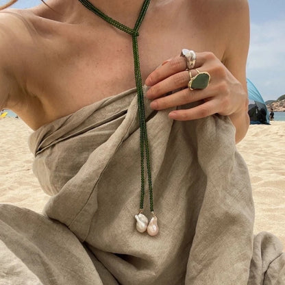 Vintage Irregular Starfish Shell Pearl Pendant Necklace for Women Beach Pearl Vacation Style Charm Jewelry Wedding Gifts