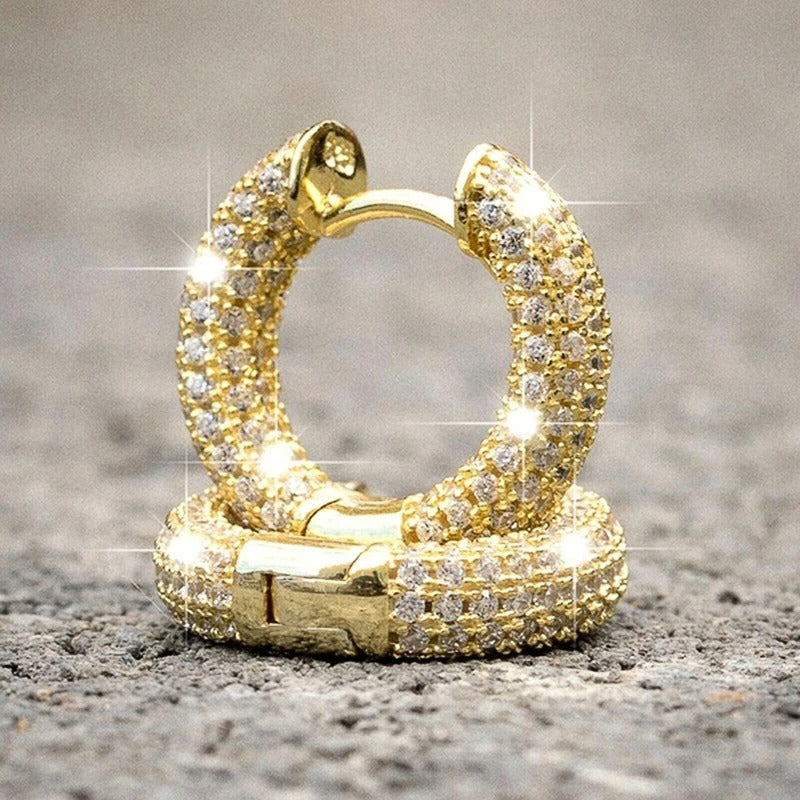 Luxury Women Small Hoop Earrings Dazzling Micro Paved Stones Jewelry