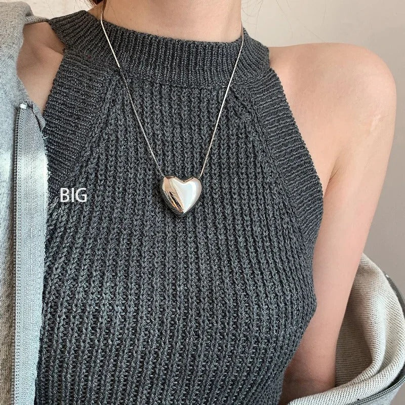Trendy 925 Sterling Silver Heart Choker Necklace Romantic Gift