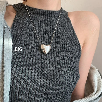 Trendy 925 Sterling Silver Heart Choker Necklace Romantic Gift