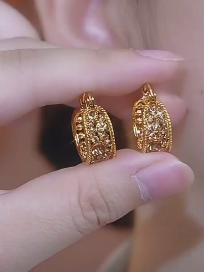 Elegant Retro Rhinestone Hoop Earrings for Women Girls