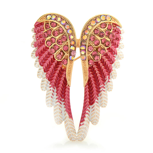 Wuli&baby Classic Rhinestone Angel Wings Brooch Pins 4 Colors Sparkling Jewelry Gift Feather Designer Brooches