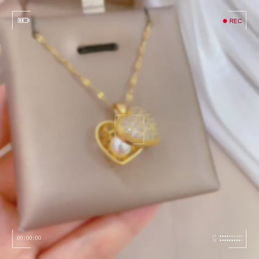 OIMG 316L Stainless Steel Gold Plated Temperament Shy Pearl Pendant Neckalce For Women Girls Wedding Party Jewelry Wholesale
