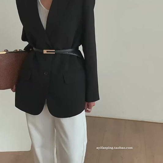 Real Leather Thin Belt Women Fashion  Gold Metal Black White Belt Female Jeans Dress Accessories Waistband Skinny Girdle