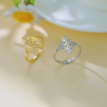 Witch Knot Ring for Women Stainless Steel Adjustable Finger Rings Supernatural Jewelry Accessories Lucky Gift
