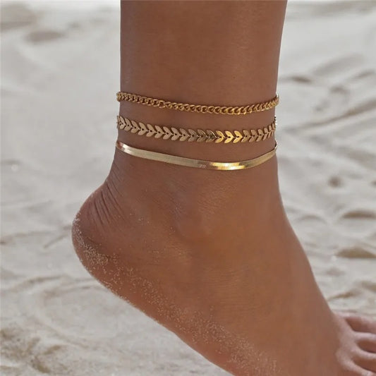 Modyle Bohemian Pearl Chain Anklet Gold Shell Pendant Wedding & Beach Jewelry Gift for Women