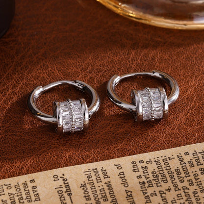 Exquisite CZ Drop Hoop Earrings for Women Girls Trendy Jewelry