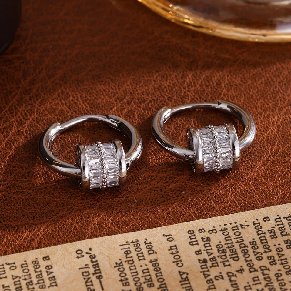 ZAKOL Korean Fashion Cylindrical Crystal Zircon Dangle Earrings for Women Girls Exquisite CZ Drop Hoop Earring Accessories