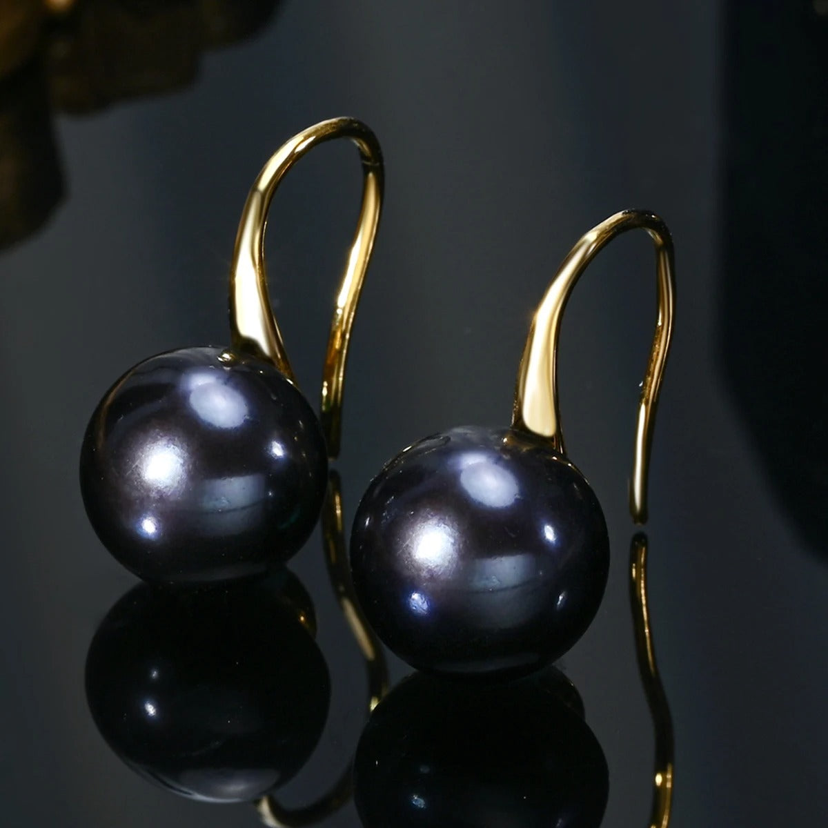 Elegant 8–9mm Cultured Freshwater Pearl Drop Earrings – 925 Sterling Silver Dangle Hooks for Women