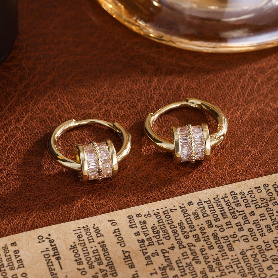 ZAKOL Korean Fashion Cylindrical Crystal Zircon Dangle Earrings for Women Girls Exquisite CZ Drop Hoop Earring Accessories